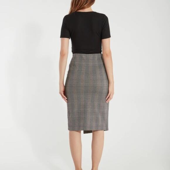 Sanctuary Pencil Skirt Reality Check XL Black White Brown Side Button CareerWear - Picture 4 of 10